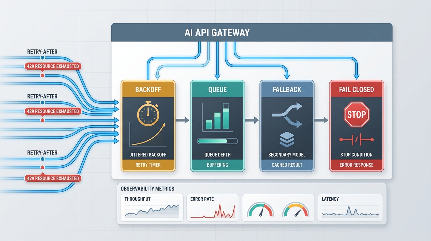 AI API Rate Limit Handling: Backoff, Queue, Fallback, or Fail Closed